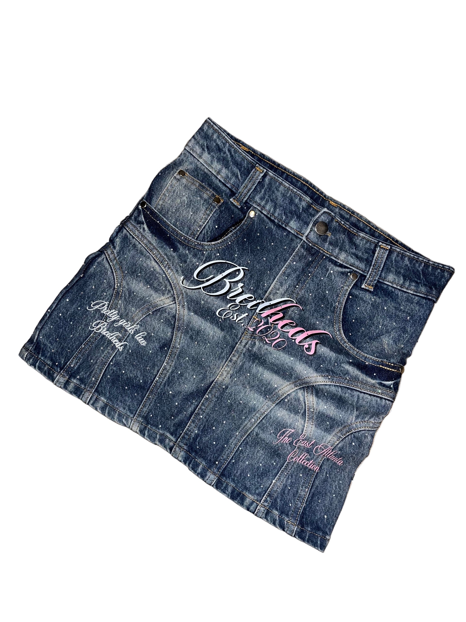 Zone 6 Women’s Uniform Rhinestone Denim Skirt - Custom Stitching